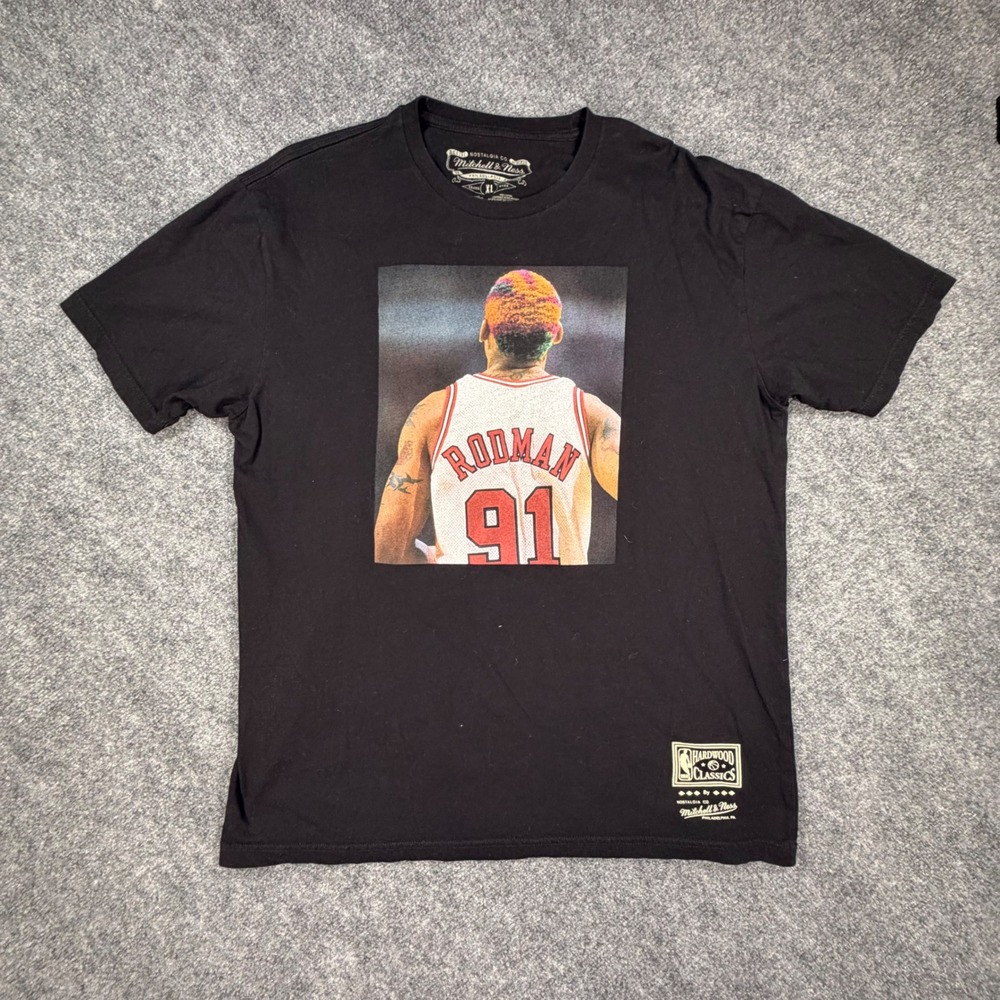 Mitchell & Ness Dennis Rodman Chicago Bulls NBA Graphic T-Shirt Men XL Black 758